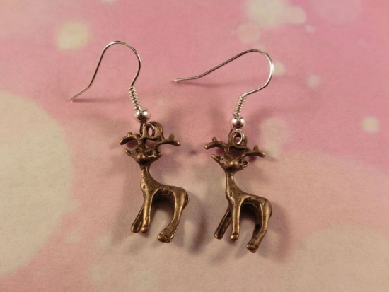 Rentier Hirsch Ohrringe Vintage bronzefarben